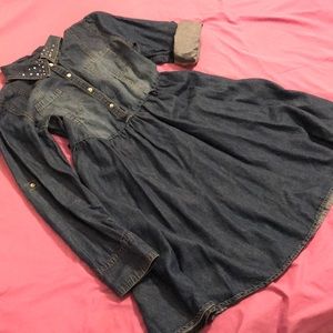 💎 Denim dress w/ rhinestone collar 💎